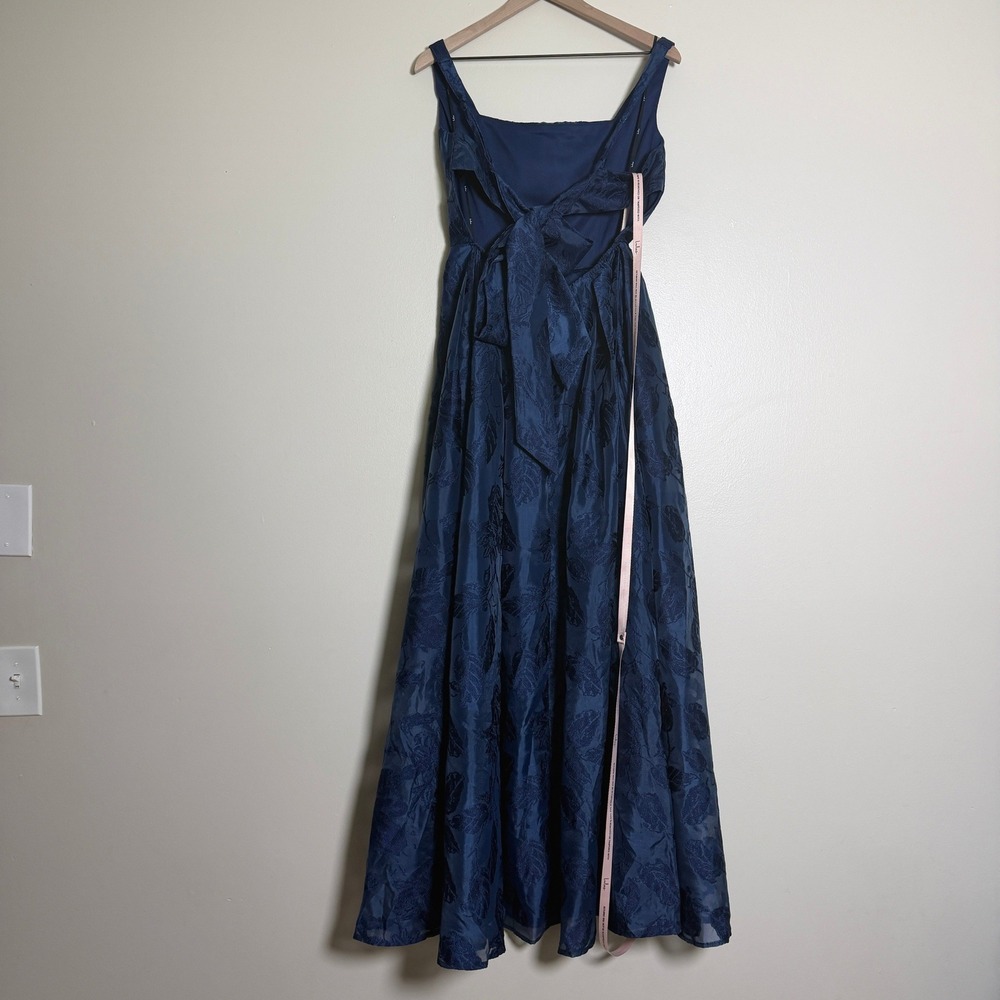 Lulus Perfected Aura Navy Jacquard Tie-Back Maxi Dress Gown XL Wedding Formal - Picture 6 of 13